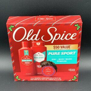 Old Spice Shampoo Conditioner Body Wash Pomade Pure Sport 3 Pc Gift Set 2IN1 New